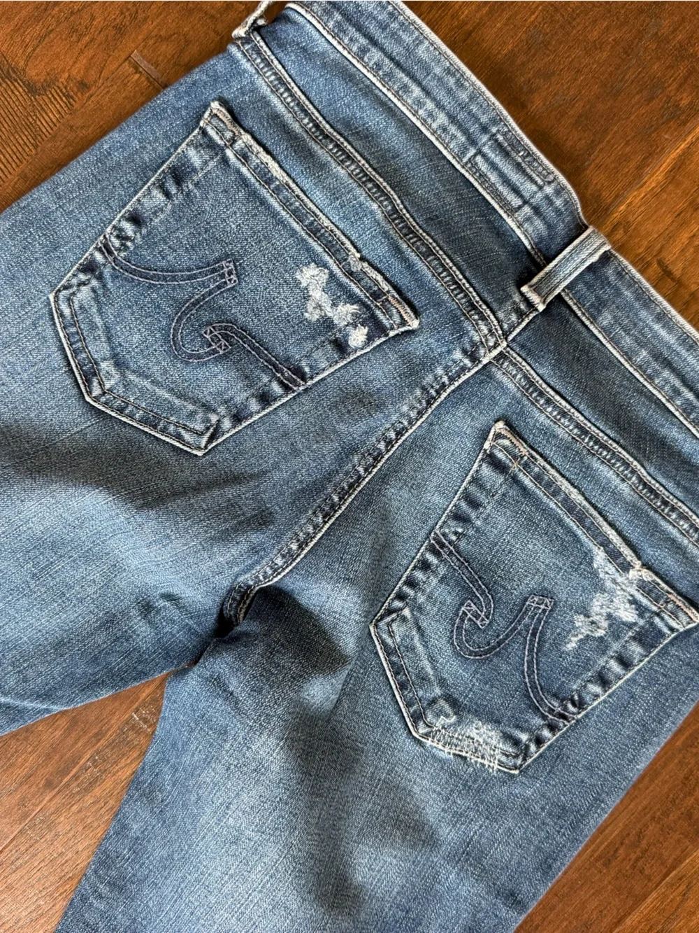 AG Adriano Goldschmied Legging Ankle Women's Distressed Blue Jeans